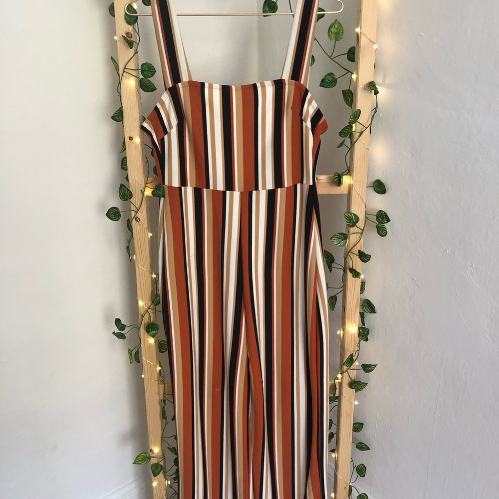 Urban Outfitters Burnt Orange Striped Jumpsuit